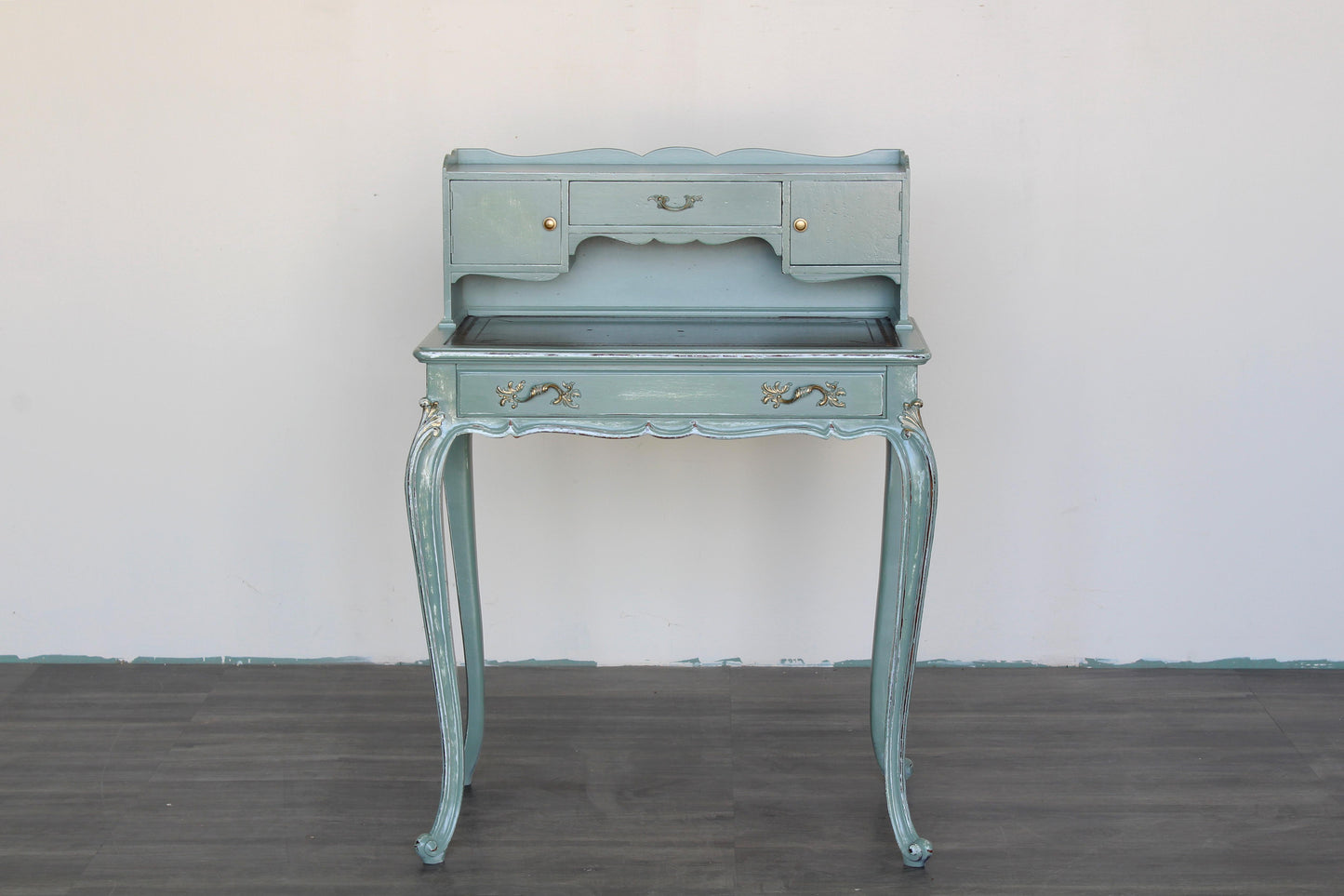 1960's French Style Light Green Secretary Desk