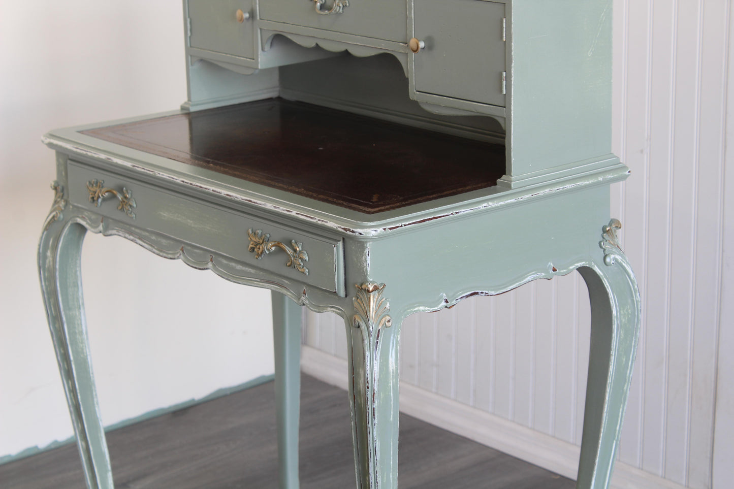 1960's French Style Light Green Secretary Desk