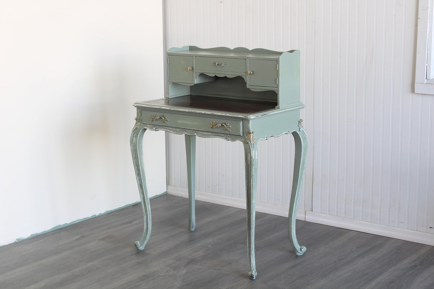 1960's French Style Light Green Secretary Desk