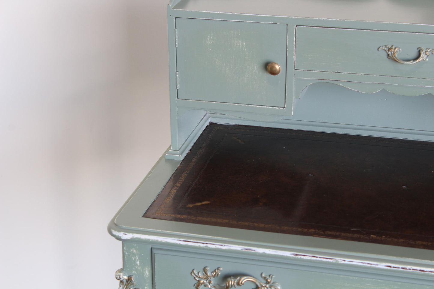 1960's French Style Light Green Secretary Desk