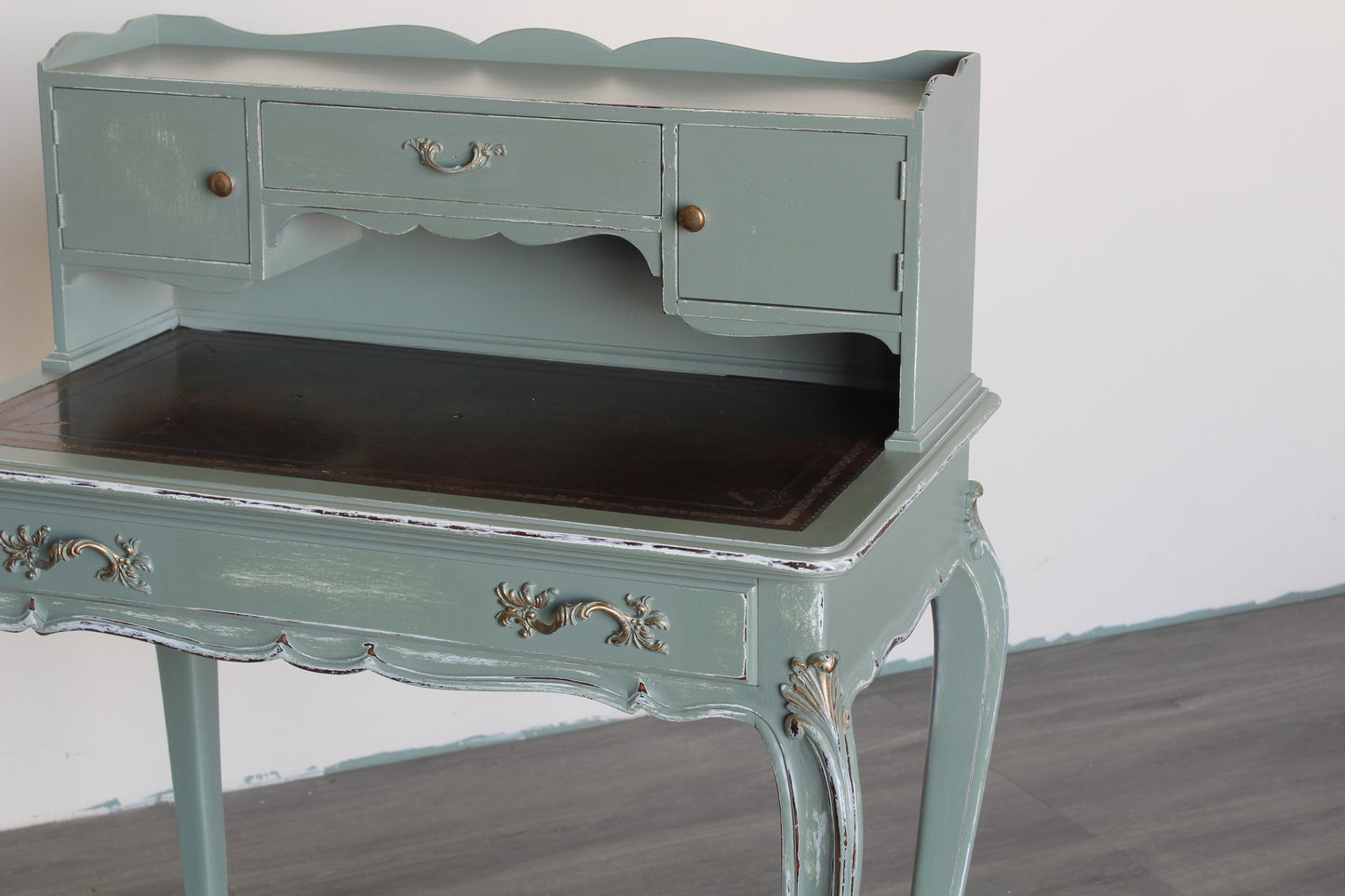 1960's French Style Light Green Secretary Desk