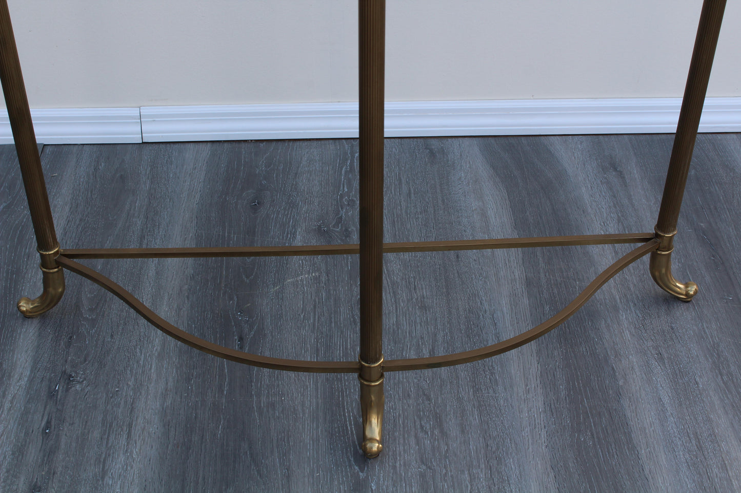 1970's Brass La Barge Style Console Table With Glass Top