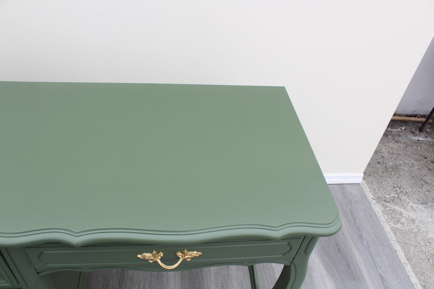 1970's French Style Green Desk of Four Drawers