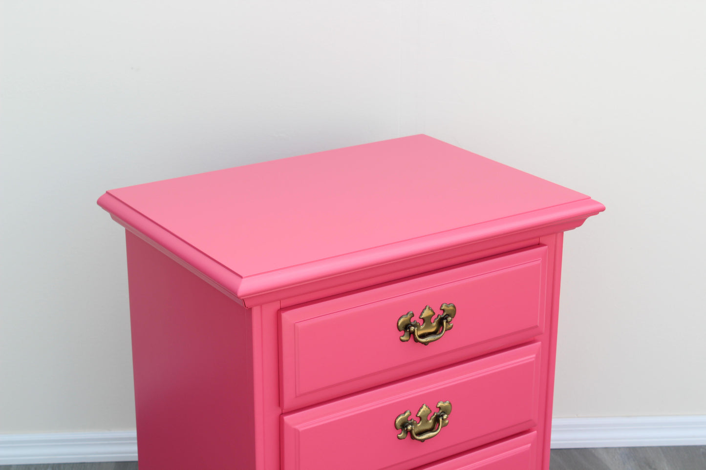 1970's Pair of Coral Pink Nightstands by Dixie