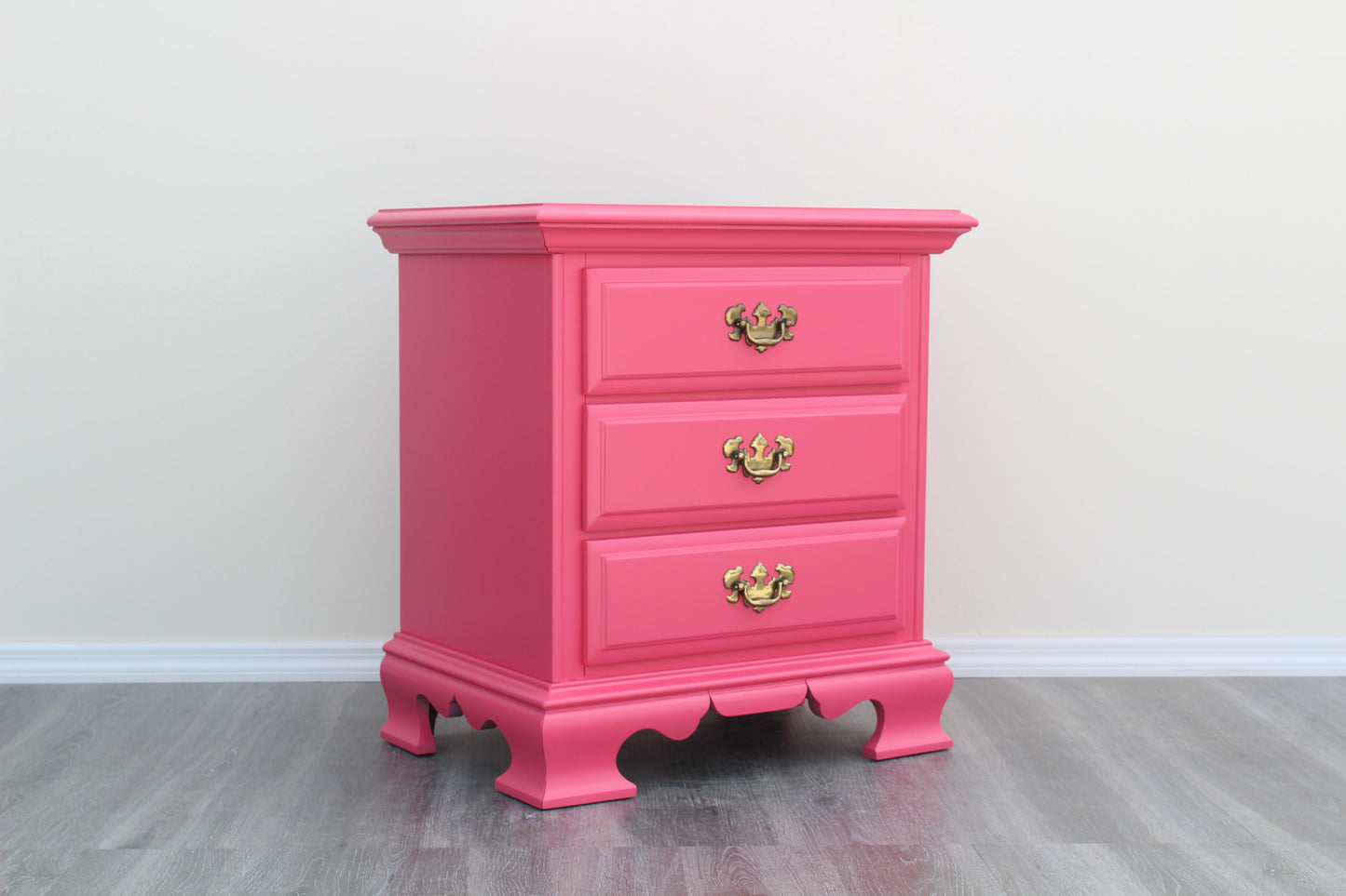 1970's Pair of Coral Pink Nightstands by Dixie