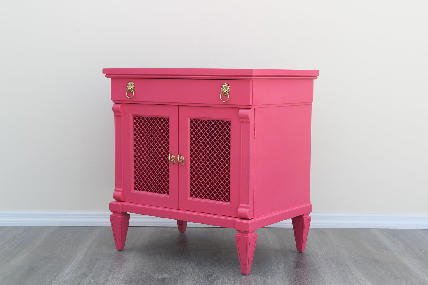 1970s Pair of Mid-Century Coral Pink Nightstands