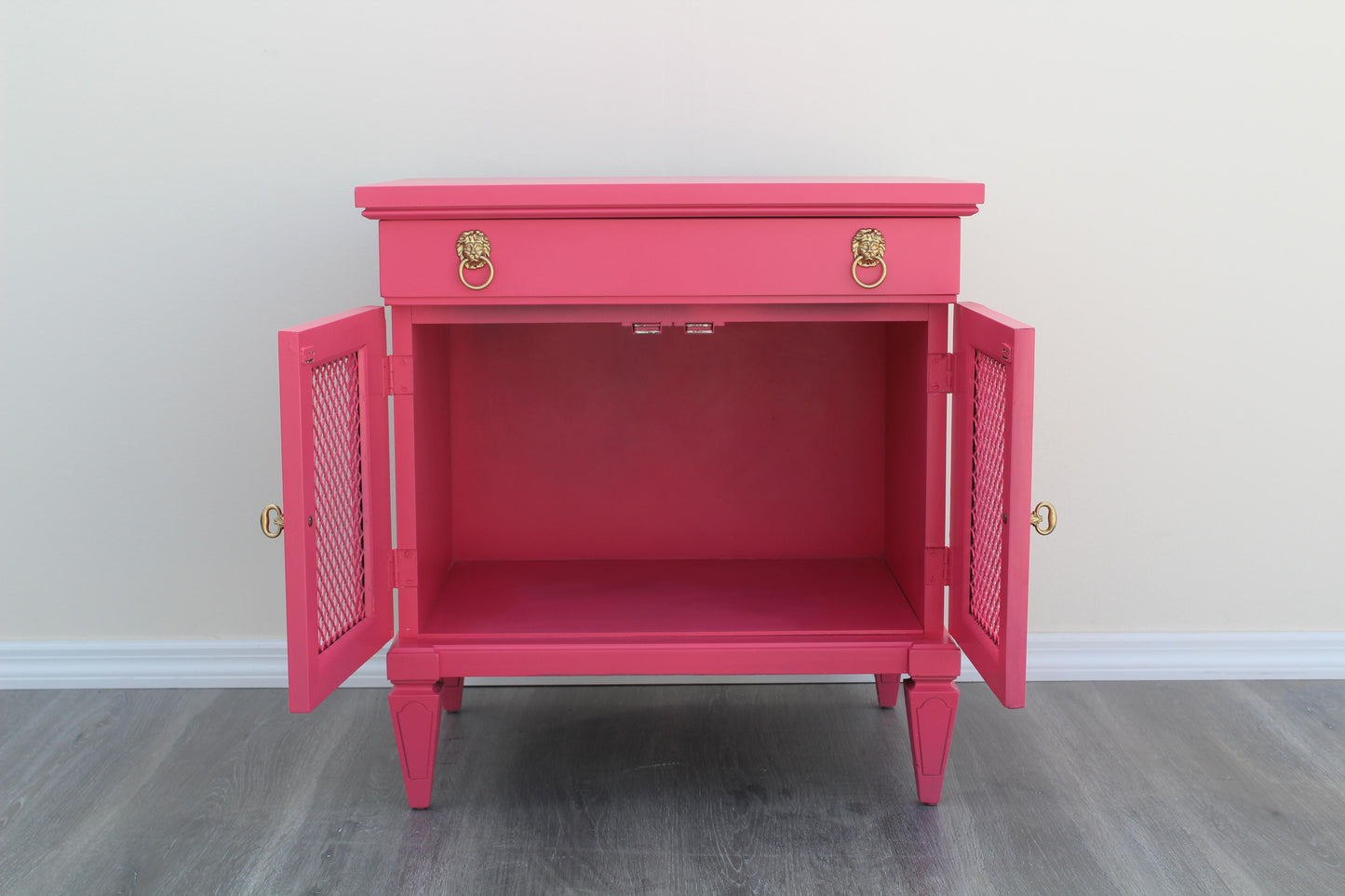 1970s Pair of Mid-Century Coral Pink Nightstands