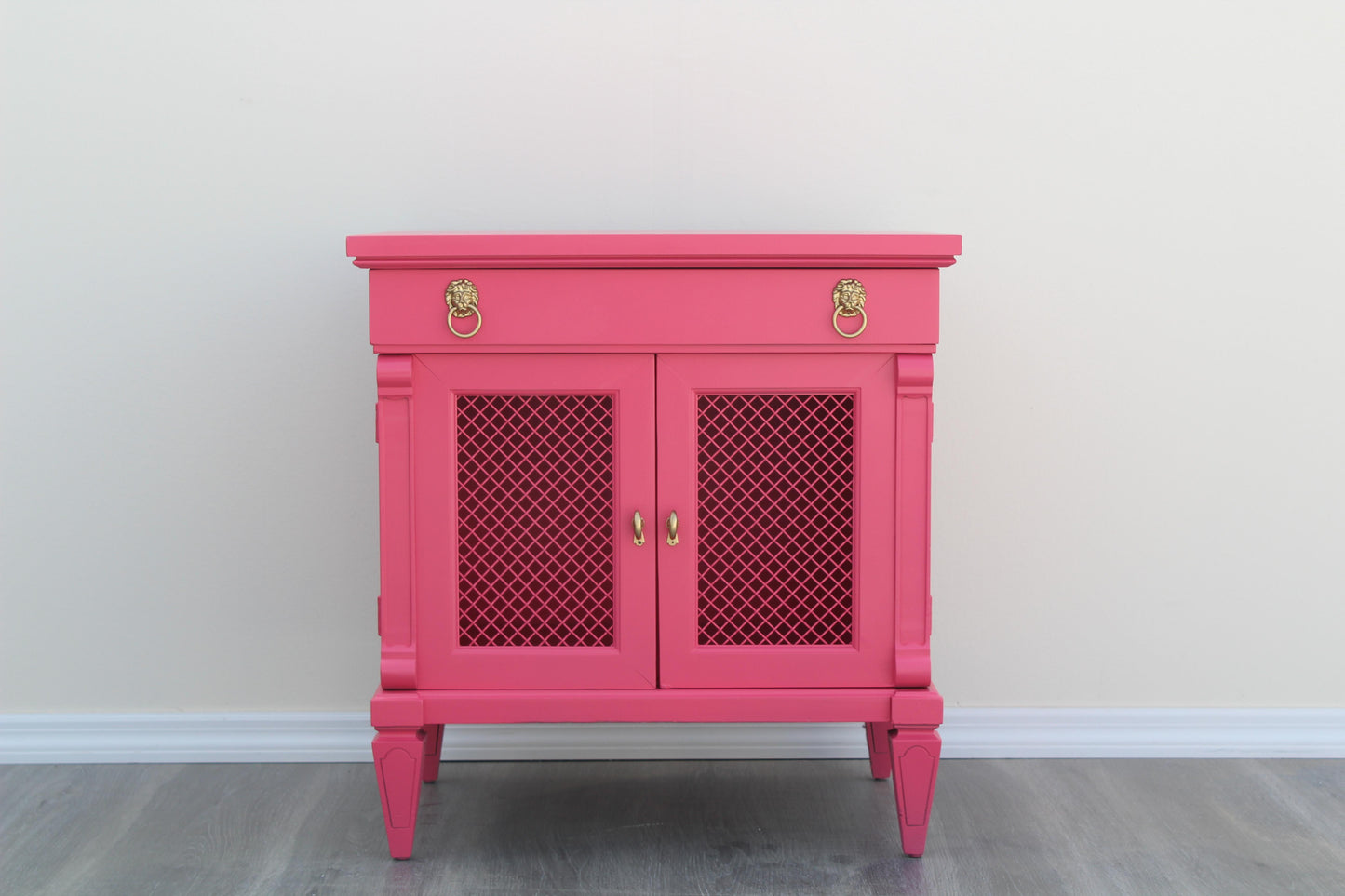 1970s Pair of Mid-Century Coral Pink Nightstands