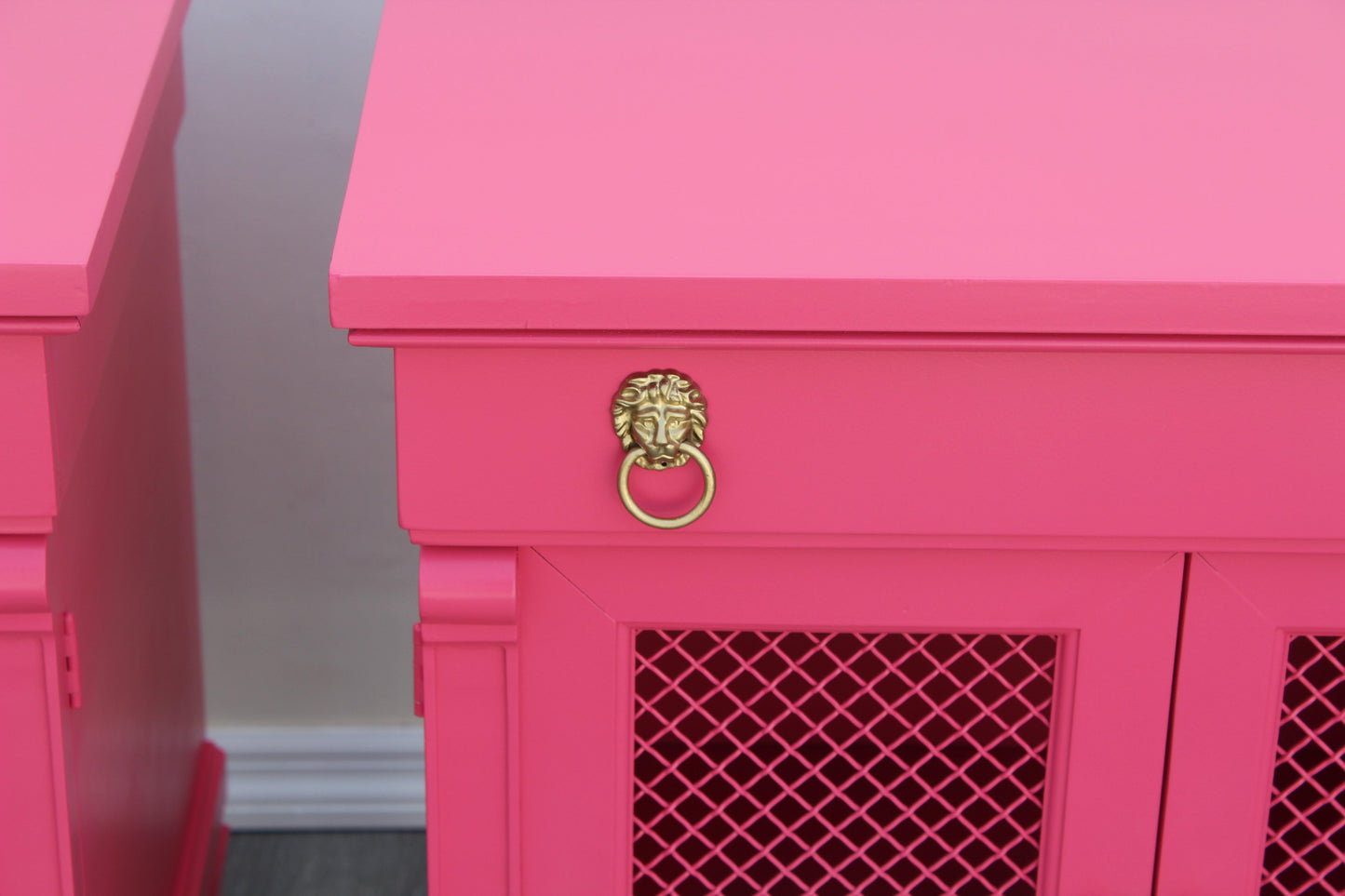 1970s Pair of Mid-Century Coral Pink Nightstands