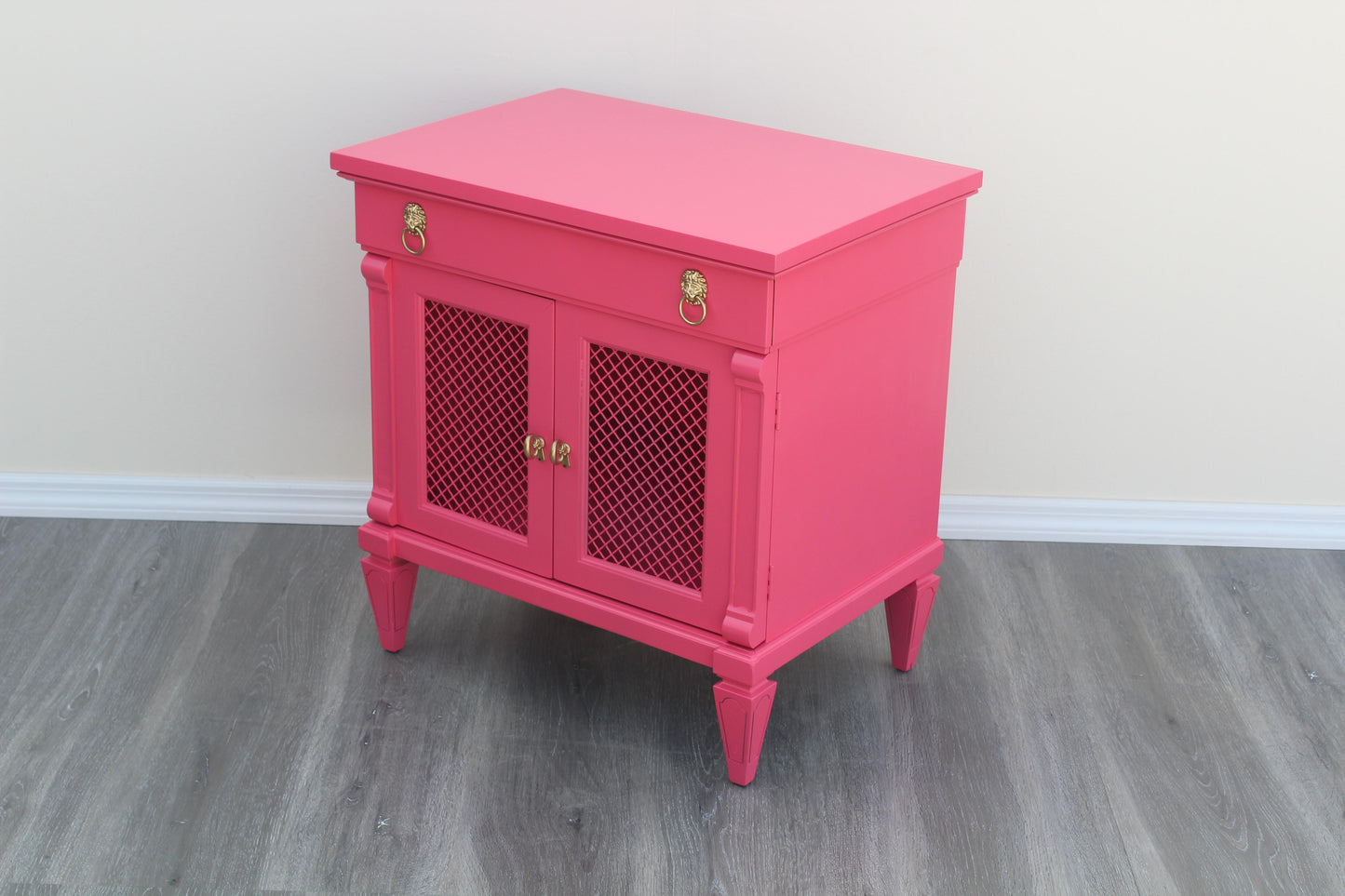 1970s Pair of Mid-Century Coral Pink Nightstands