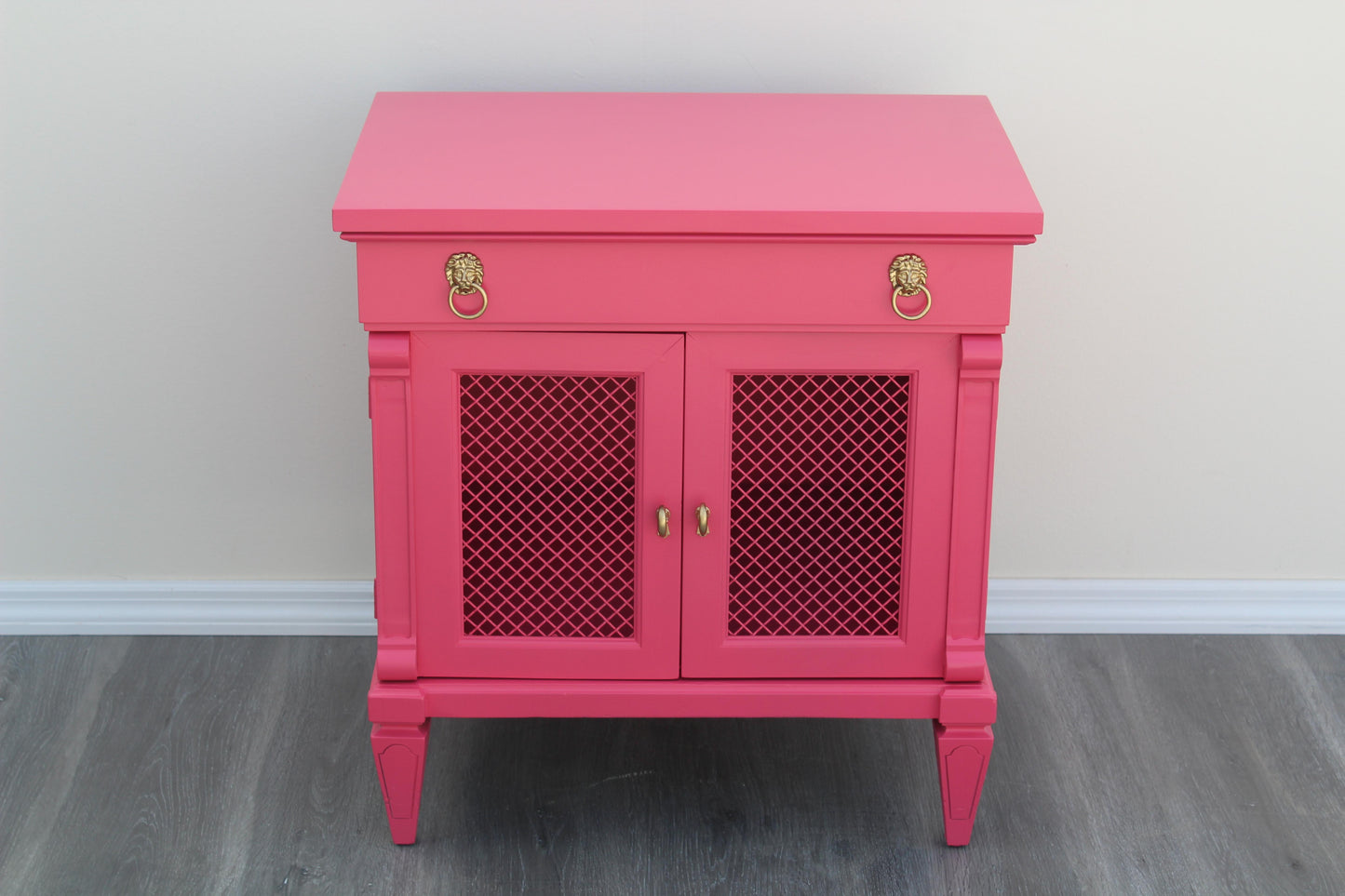 1970s Pair of Mid-Century Coral Pink Nightstands