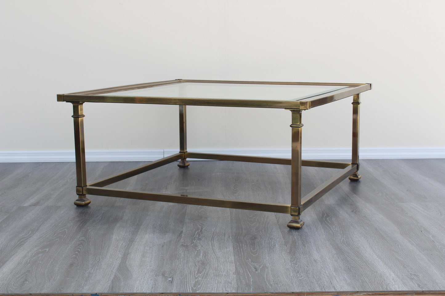 1970's Solid Brass Mastercraft Coffee Table With Glass Top