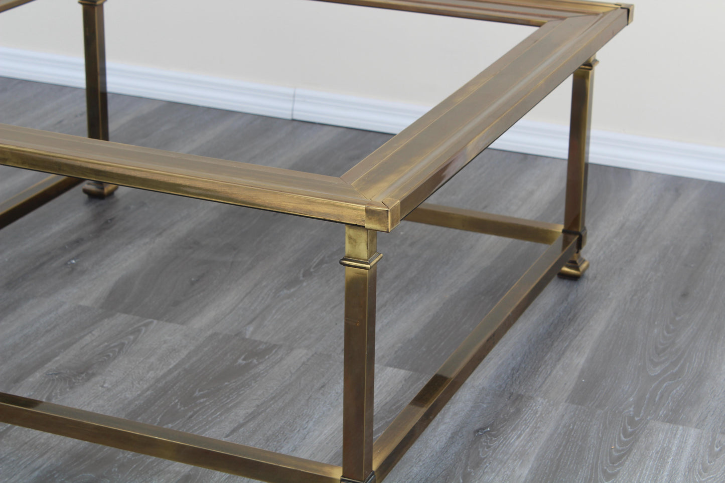 1970's Solid Brass Mastercraft Coffee Table With Glass Top