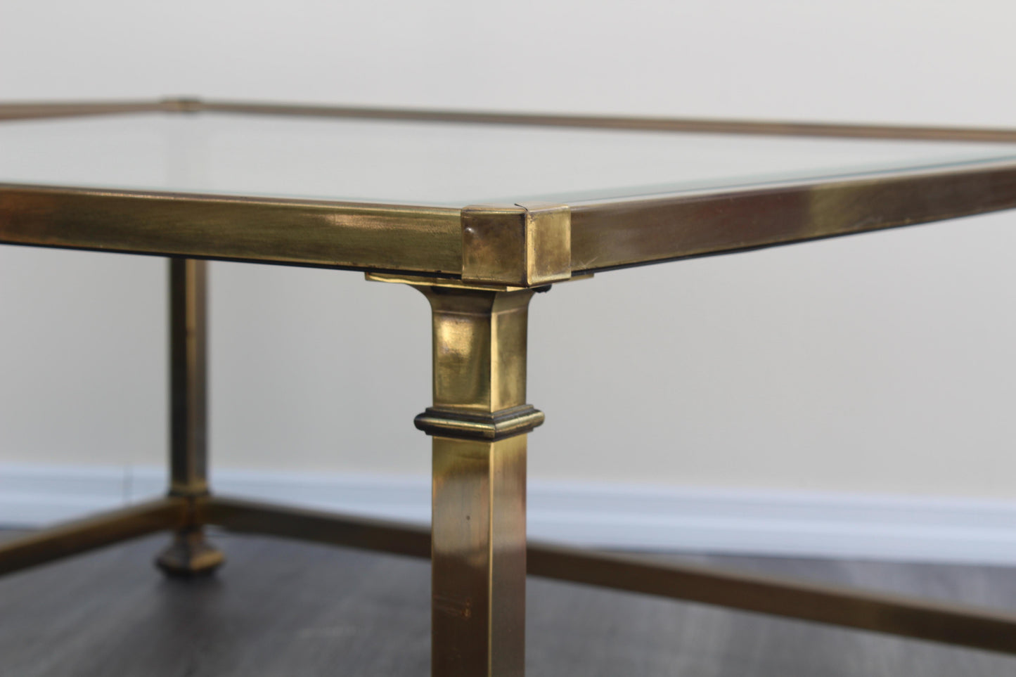 1970's Solid Brass Mastercraft Coffee Table With Glass Top