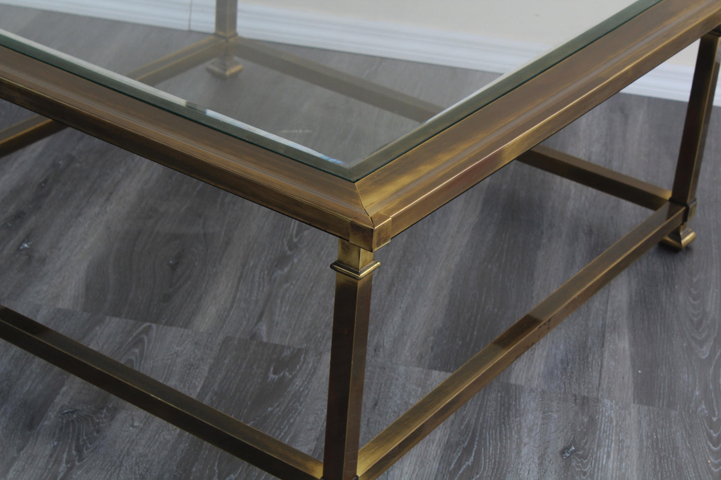 1970's Solid Brass Mastercraft Coffee Table With Glass Top