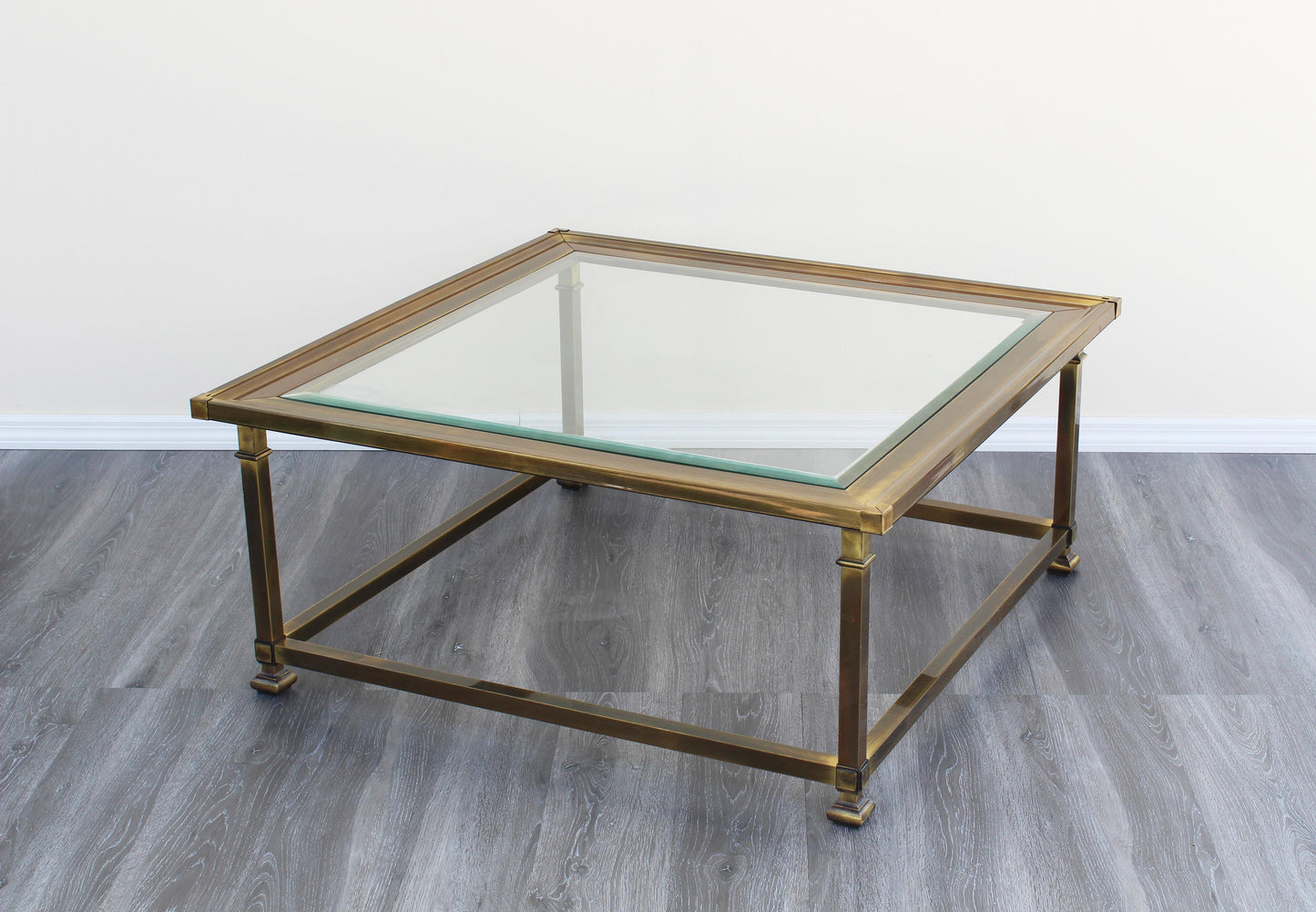 1970's Solid Brass Mastercraft Coffee Table With Glass Top