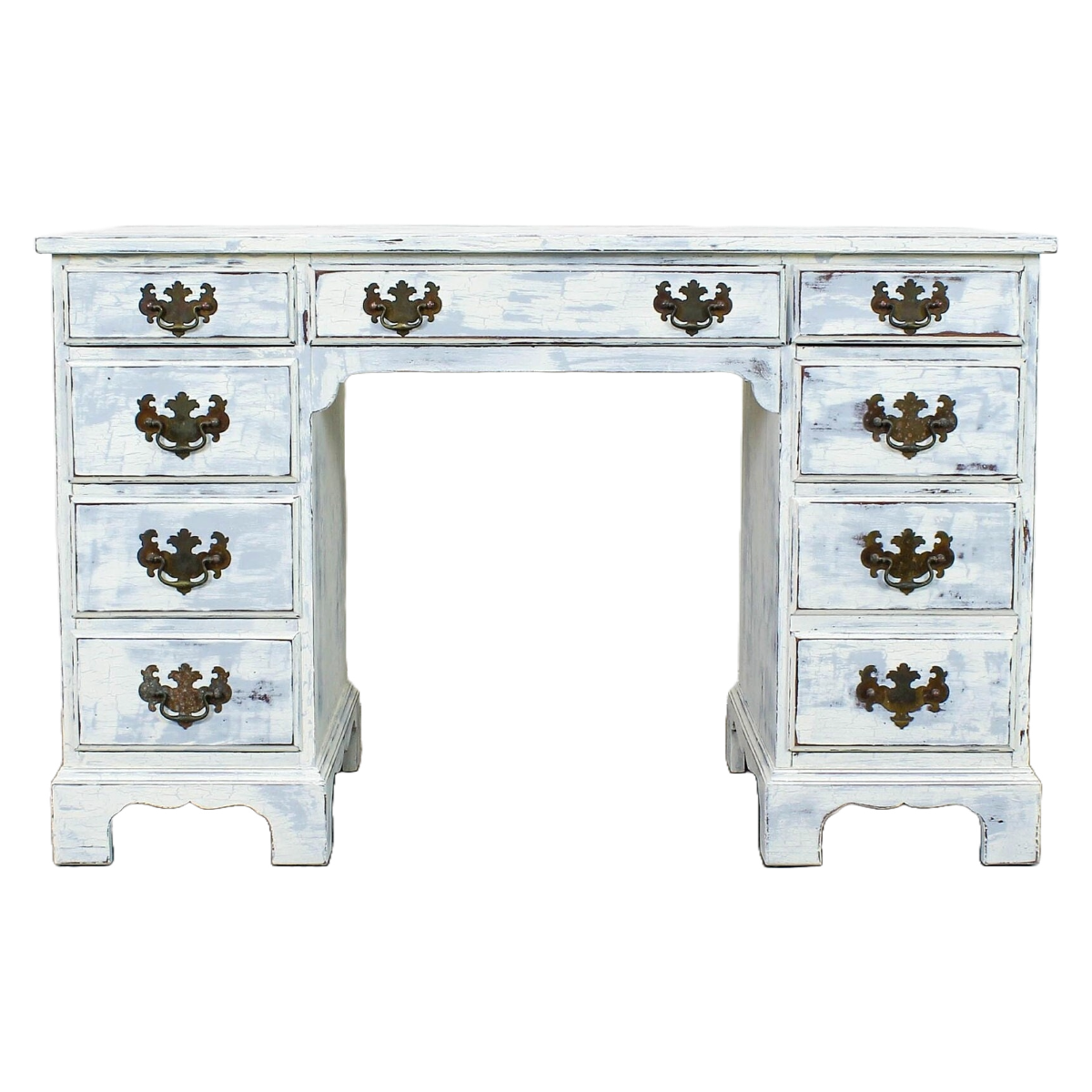 Vintage White Coastal Campaign Style Desk