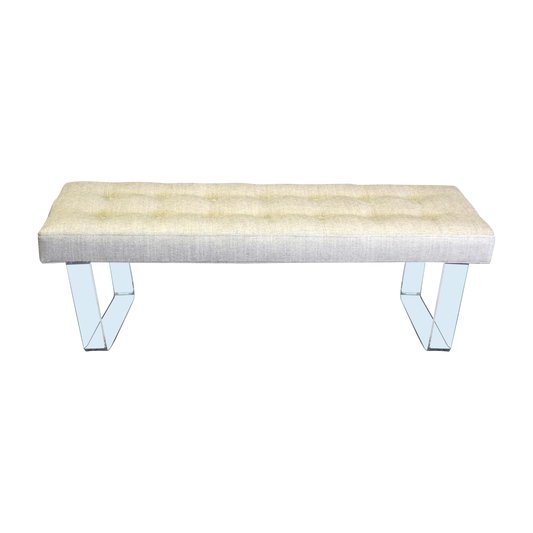 60 Inches Infinity Style Chenille & Lucite Bench