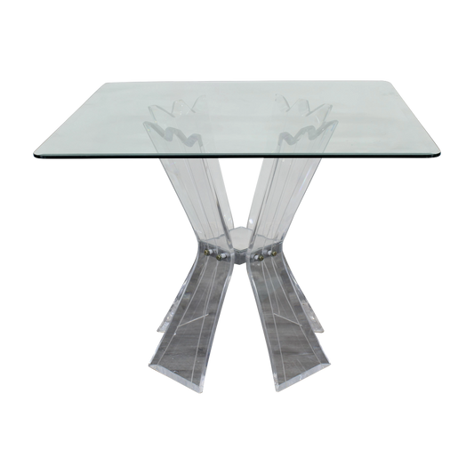 Vintage Lucite butterfly squared dining table with glass top. This thick Lucite table is in great vintage condition.  Dimensions; 40" Width x 40" Depth x 30" Height. 