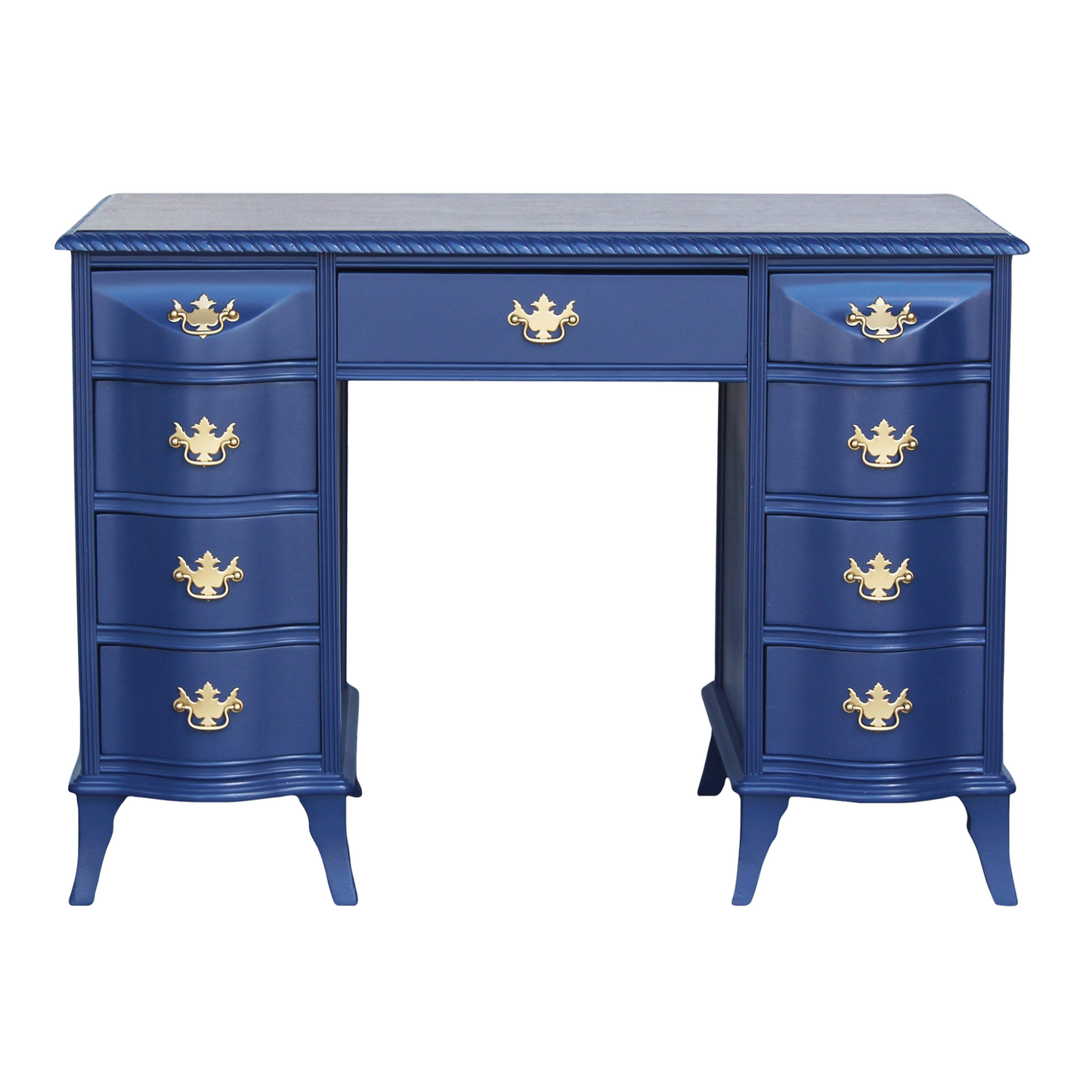 Late 20th Century Double Pedestal Blue Desk