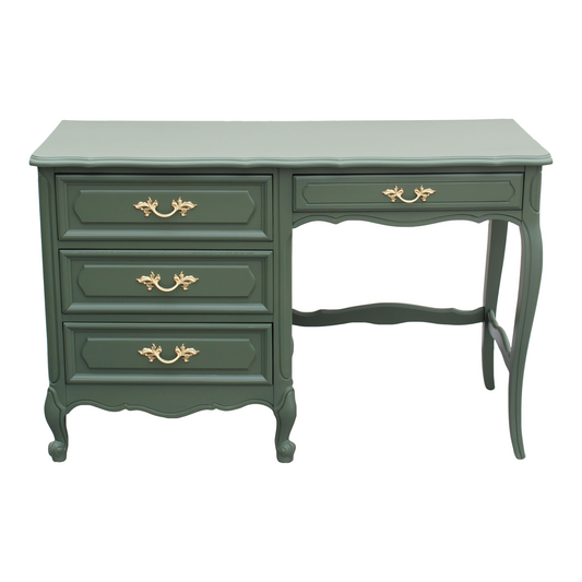 1970's French Style Green Desk of Four Drawers