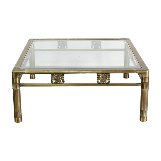 Vintage Martercraft Coffee Table.  This is a solid brass Mastercraft table, with some minor wear, and vintage patina.  Dimensions; 40" Width x 40" Depth x 16.5" Height. 