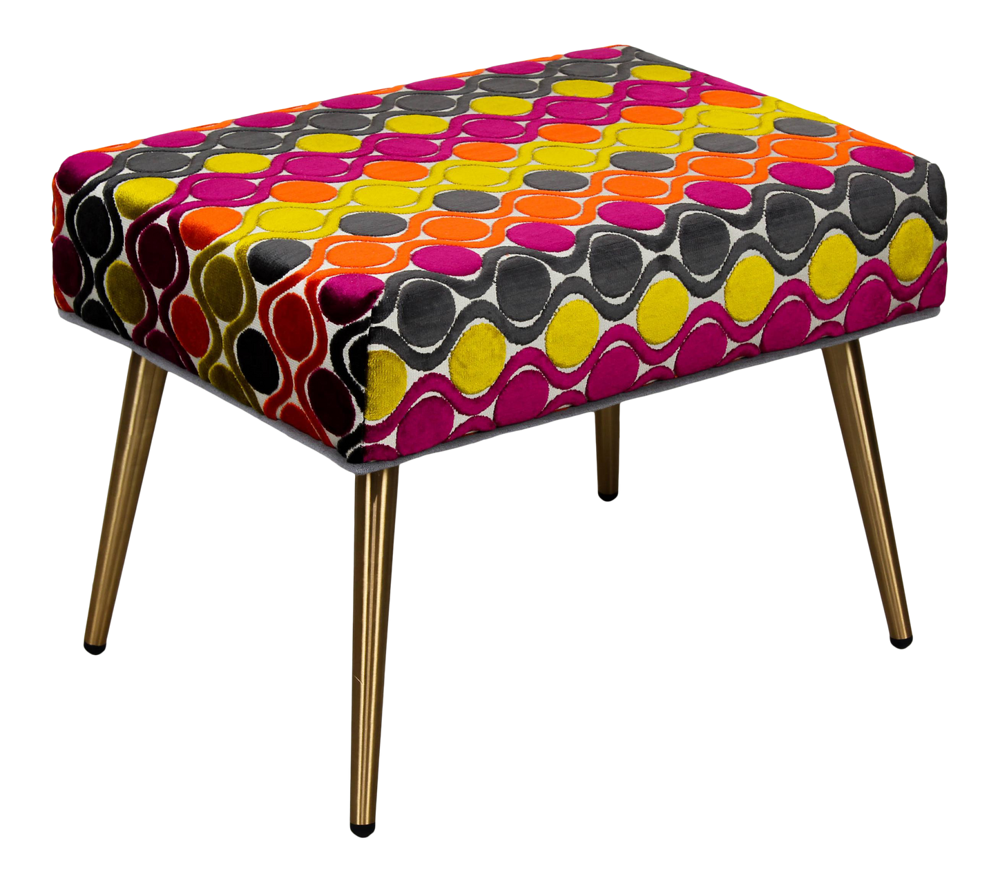 Colorful Velvet Bench With Metal Legs