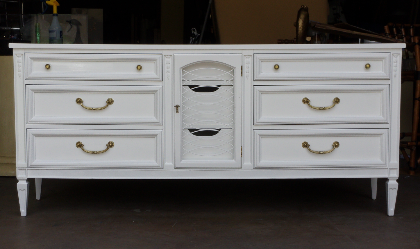 Late 20th Century Mid-Century Neoclassical Style White Dresser