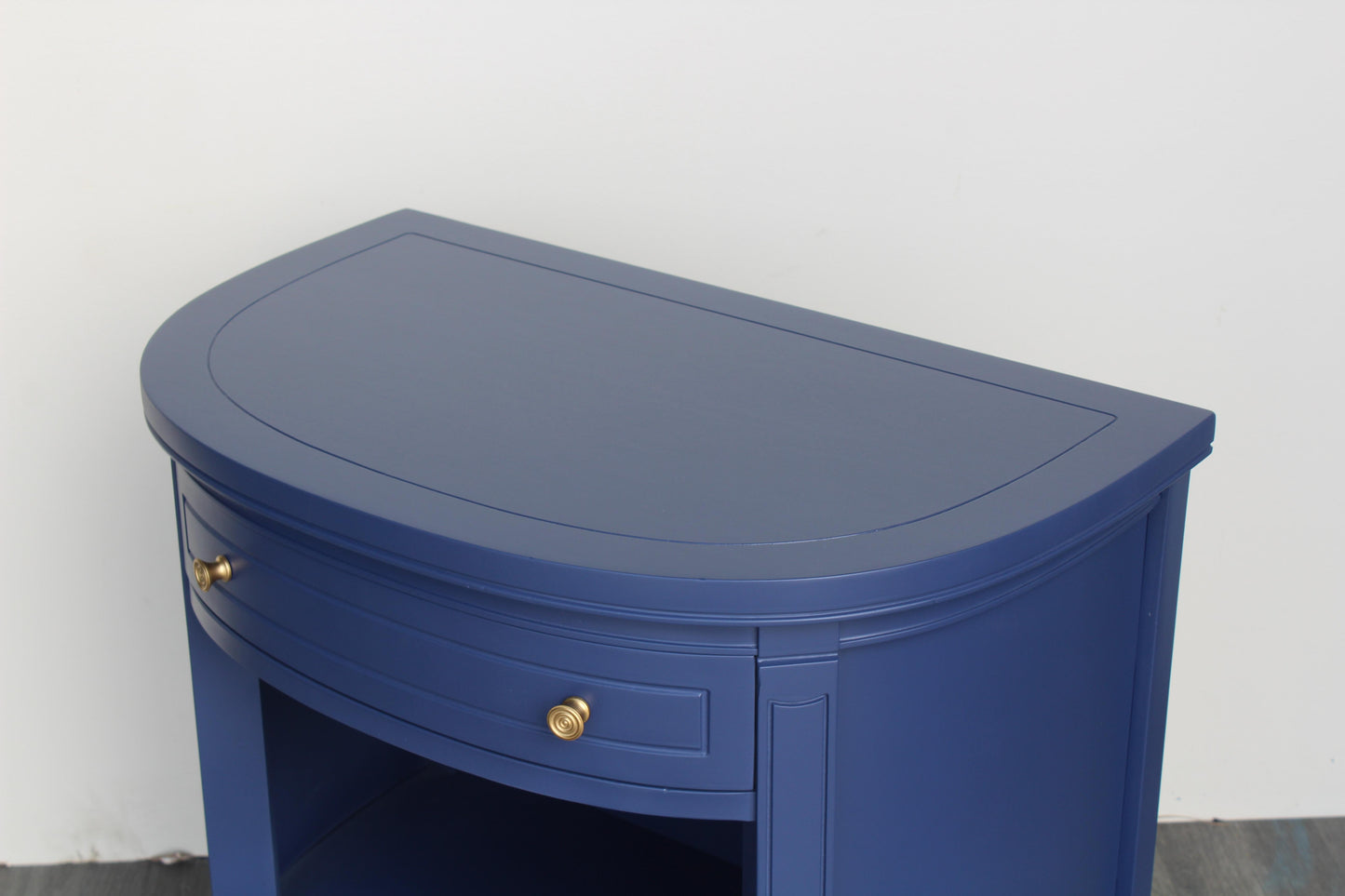 Late 20th Century Pair of Mid Century Demilune Blue Nightstands