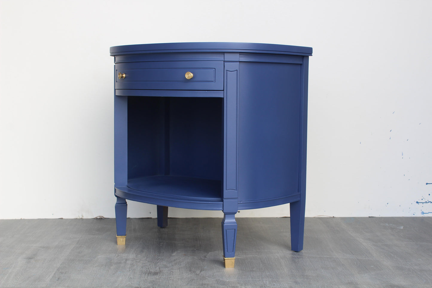 Late 20th Century Pair of Mid Century Demilune Blue Nightstands