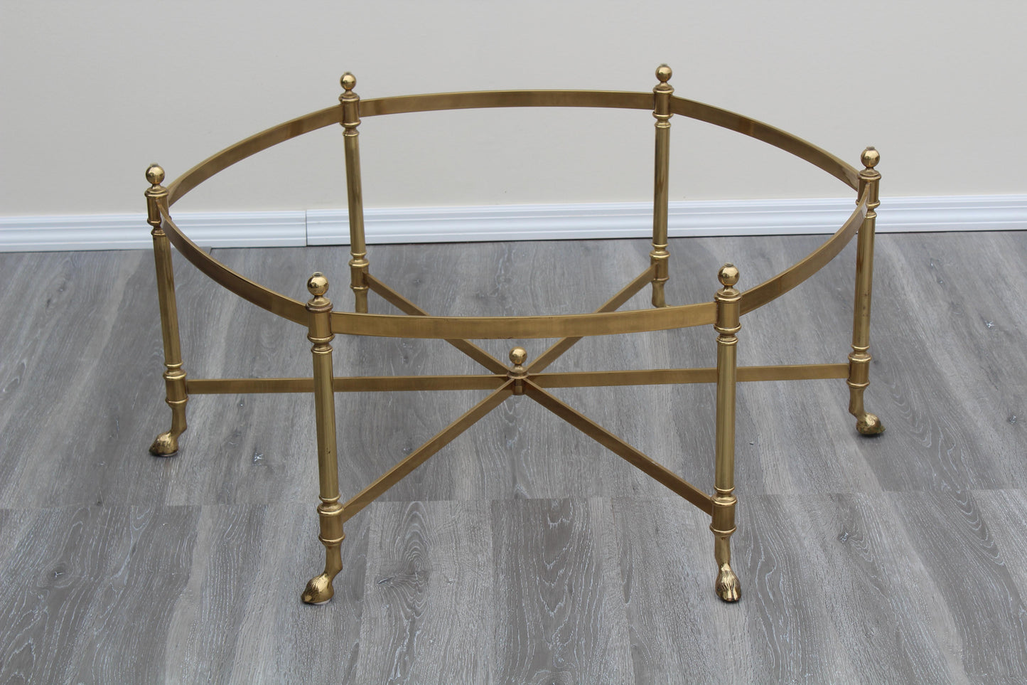 Late 20th Century Vintage Brass La Barge Style Coffee Table With Glass Top