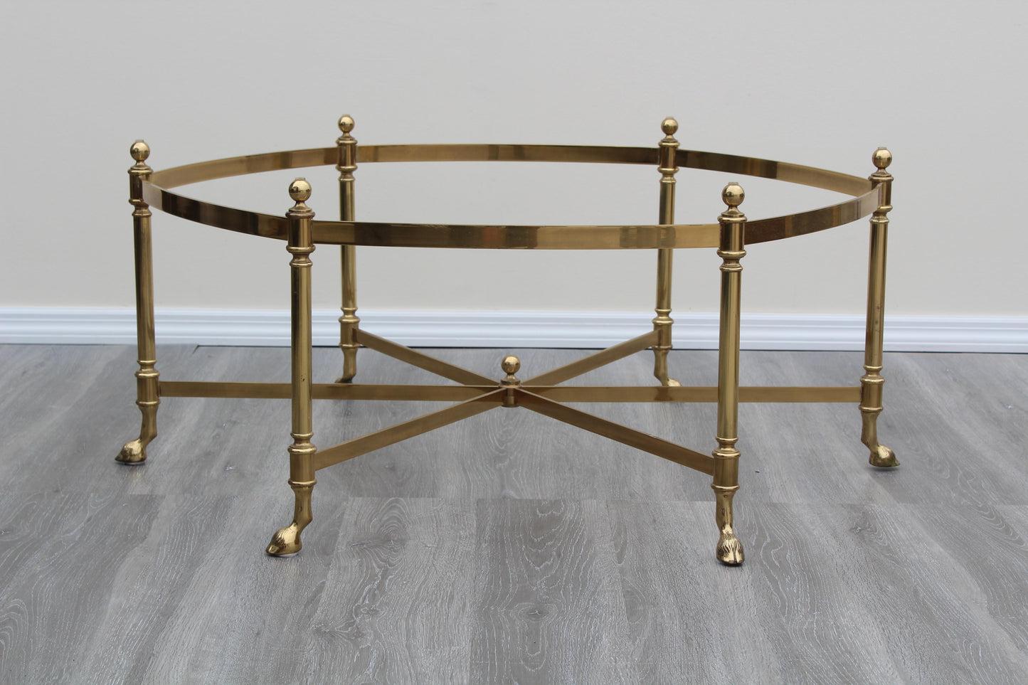 Late 20th Century Vintage Brass La Barge Style Coffee Table With Glass Top