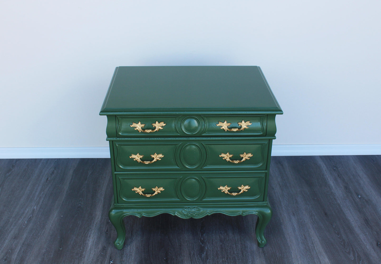 Late 20th Provincial Style Green Nightstands, a Pair