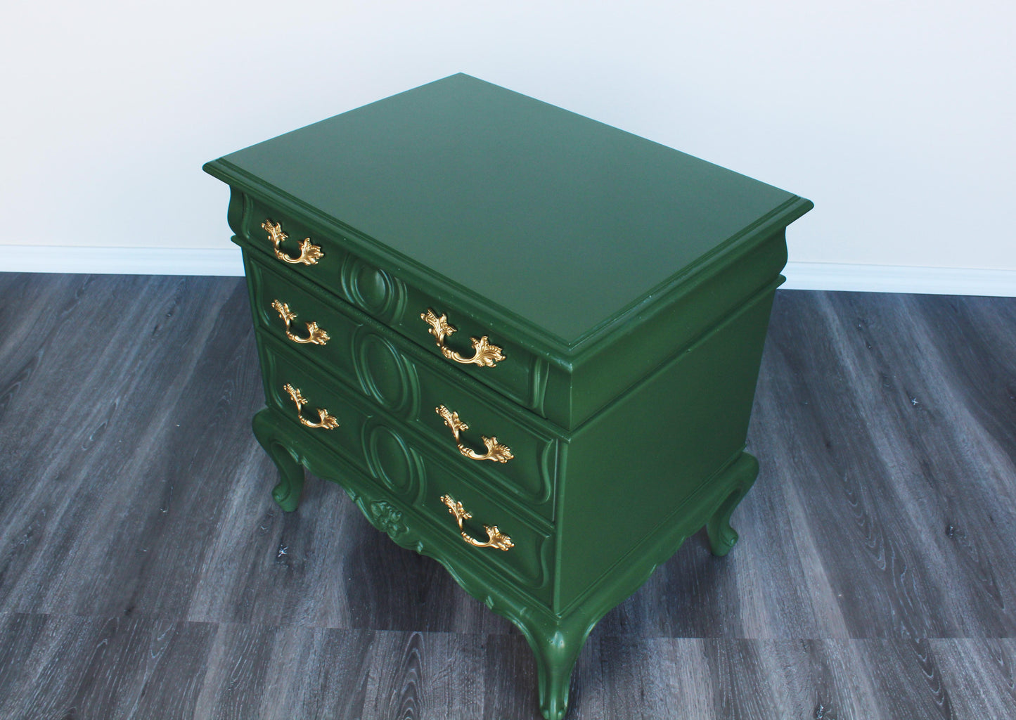 Late 20th Provincial Style Green Nightstands, a Pair