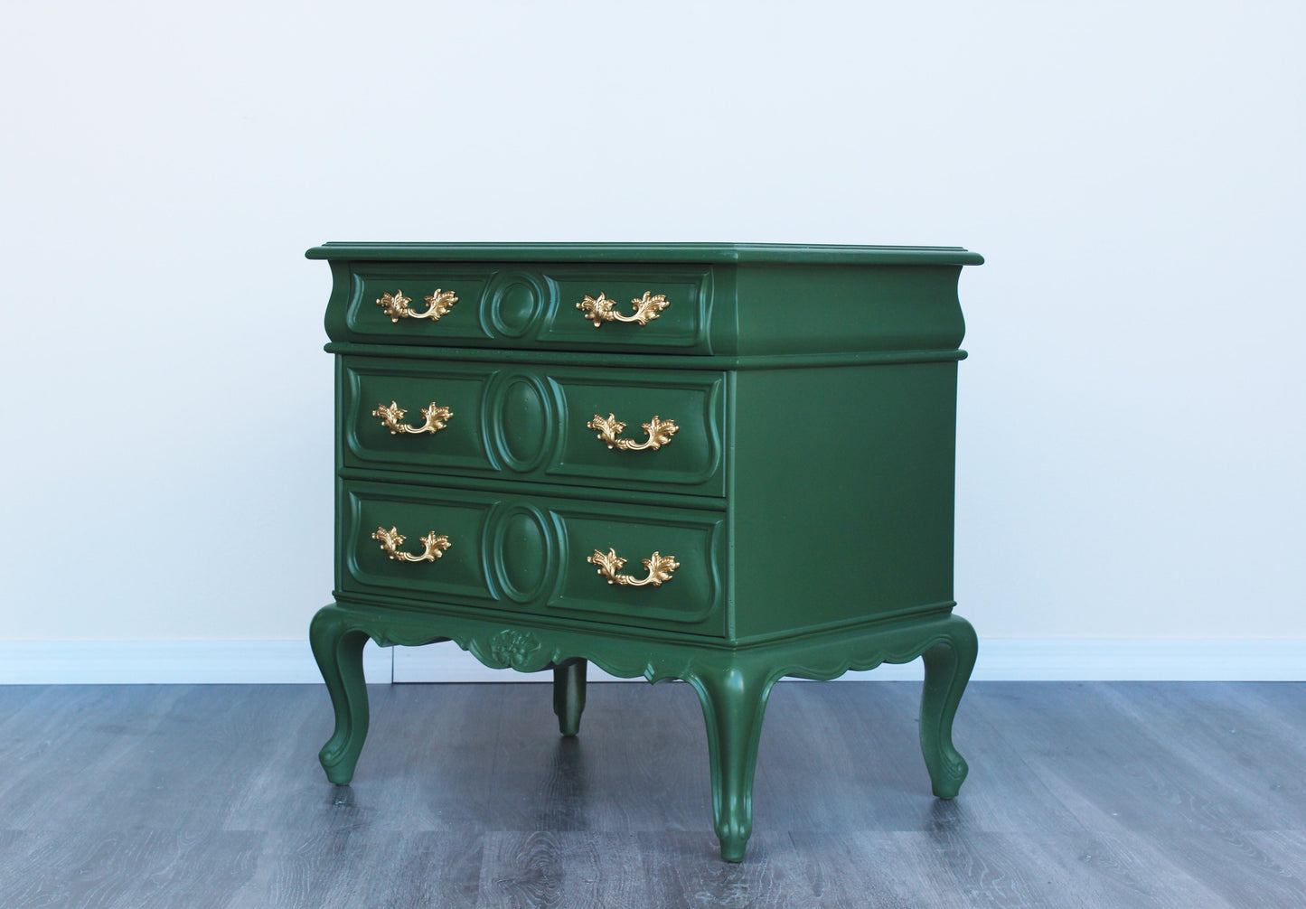 Late 20th Provincial Style Green Nightstands, a Pair