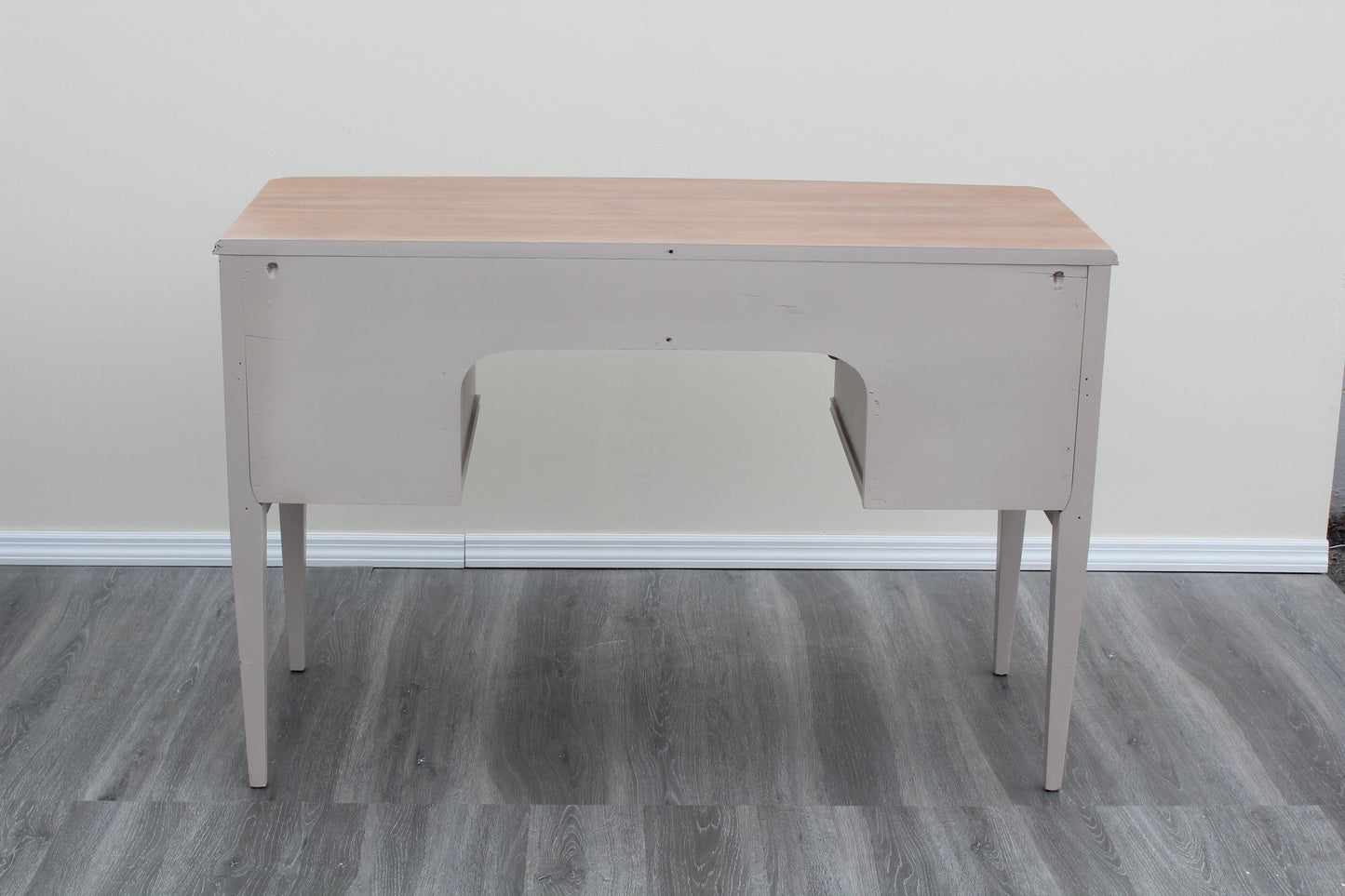 Mid 20th Century English Mahogany Taupe Desk of Three Drawers