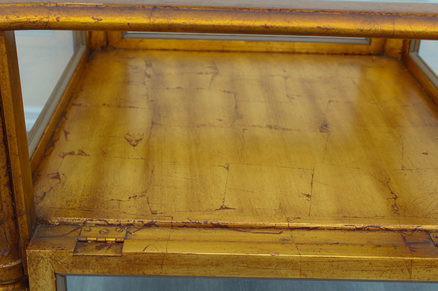 Mid 20th Century Gold Side Table With Glass Top