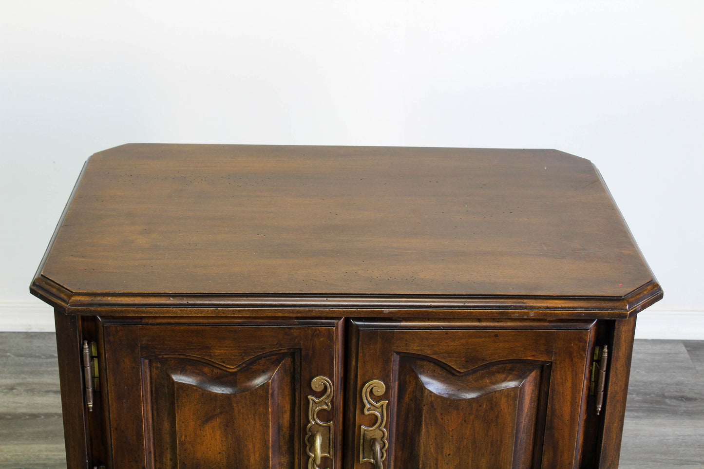 Mid Century Double Door Nightstand on Metal Base