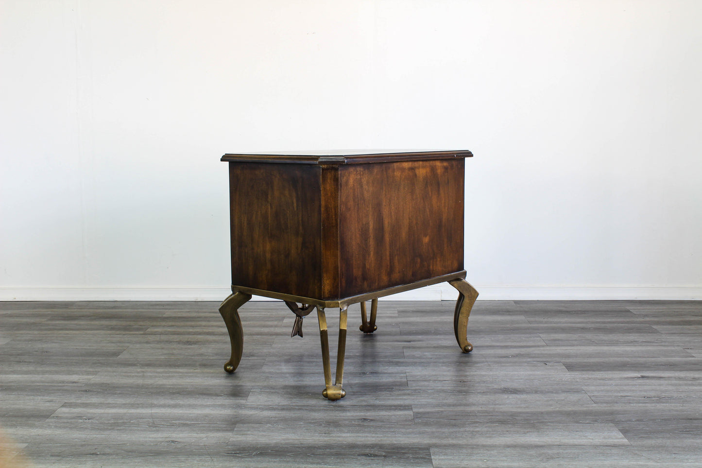 Mid Century Double Door Nightstand on Metal Base