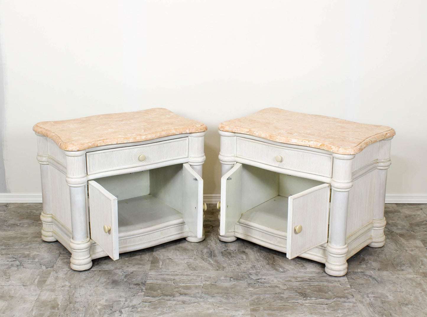 Mid Century Reed Nightstand, Tessellated Top Nightstands, Hampton's Palm Beach Nightstands