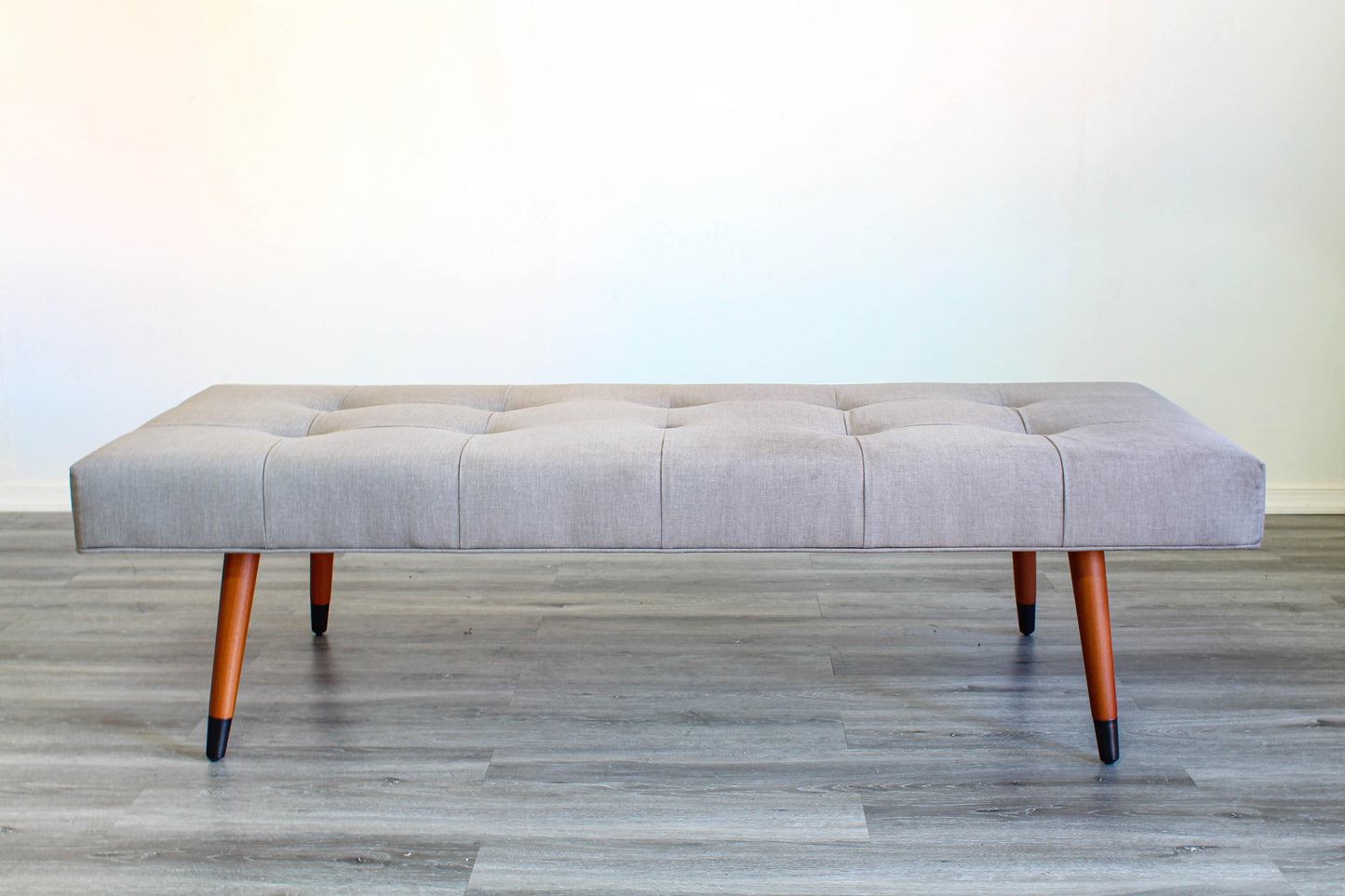 Mid Century Style Gray Velvet Bench