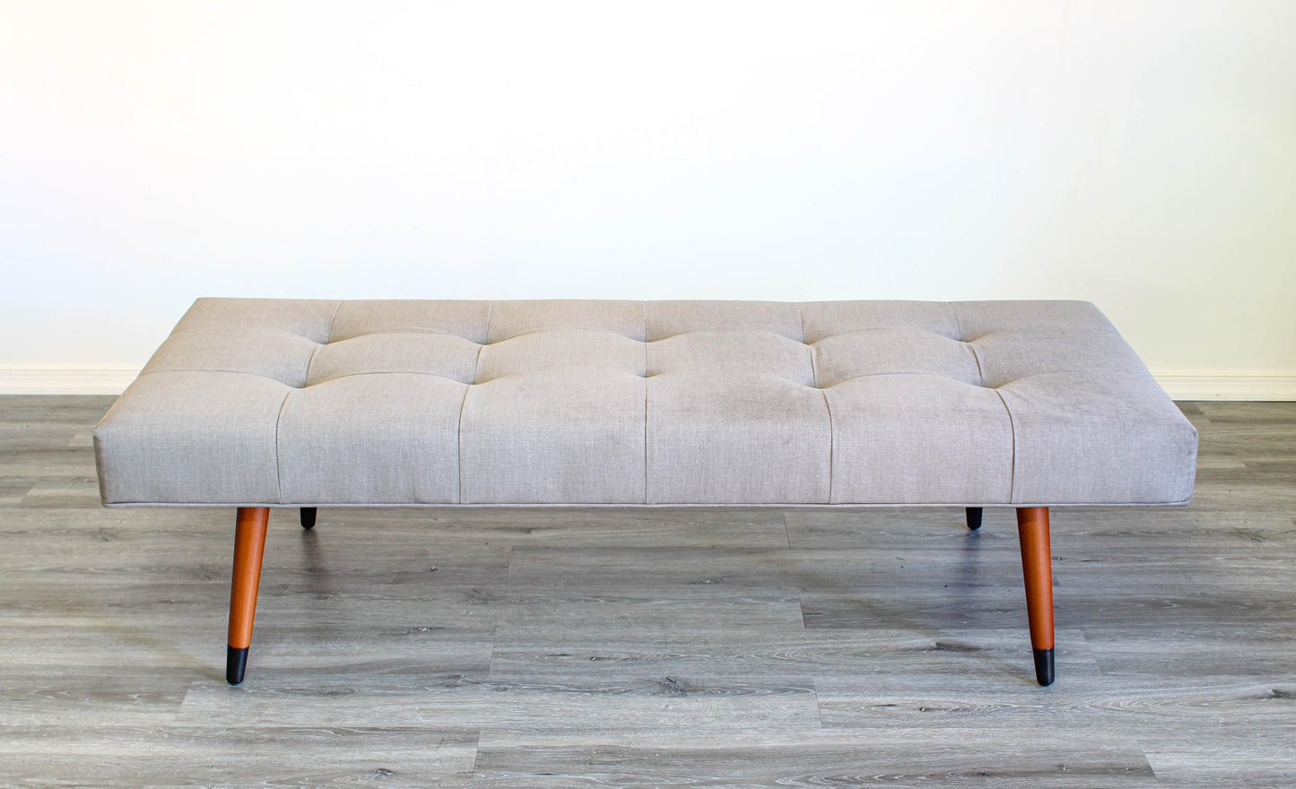 Mid Century Style Gray Velvet Bench