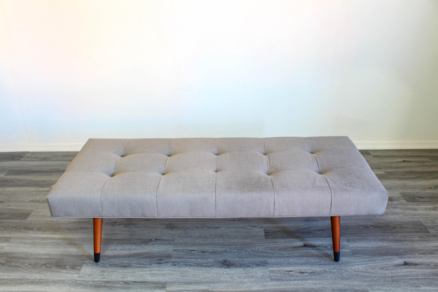 Mid Century Style Gray Velvet Bench