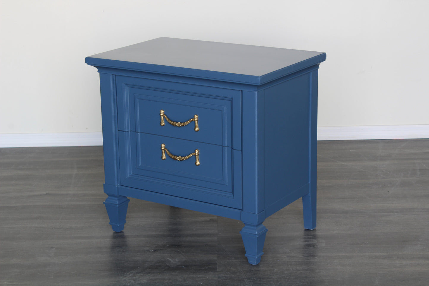 Late 20th Century Walnut Blue Nightstands, a Pair