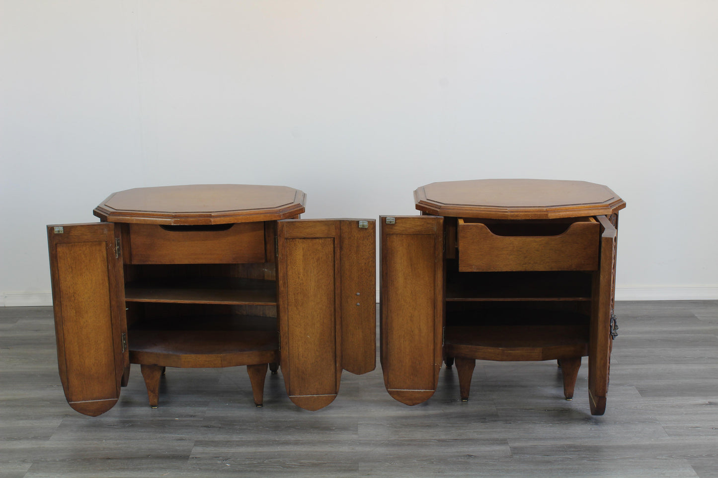 Mid Century Walnut Nightstands, a Pair