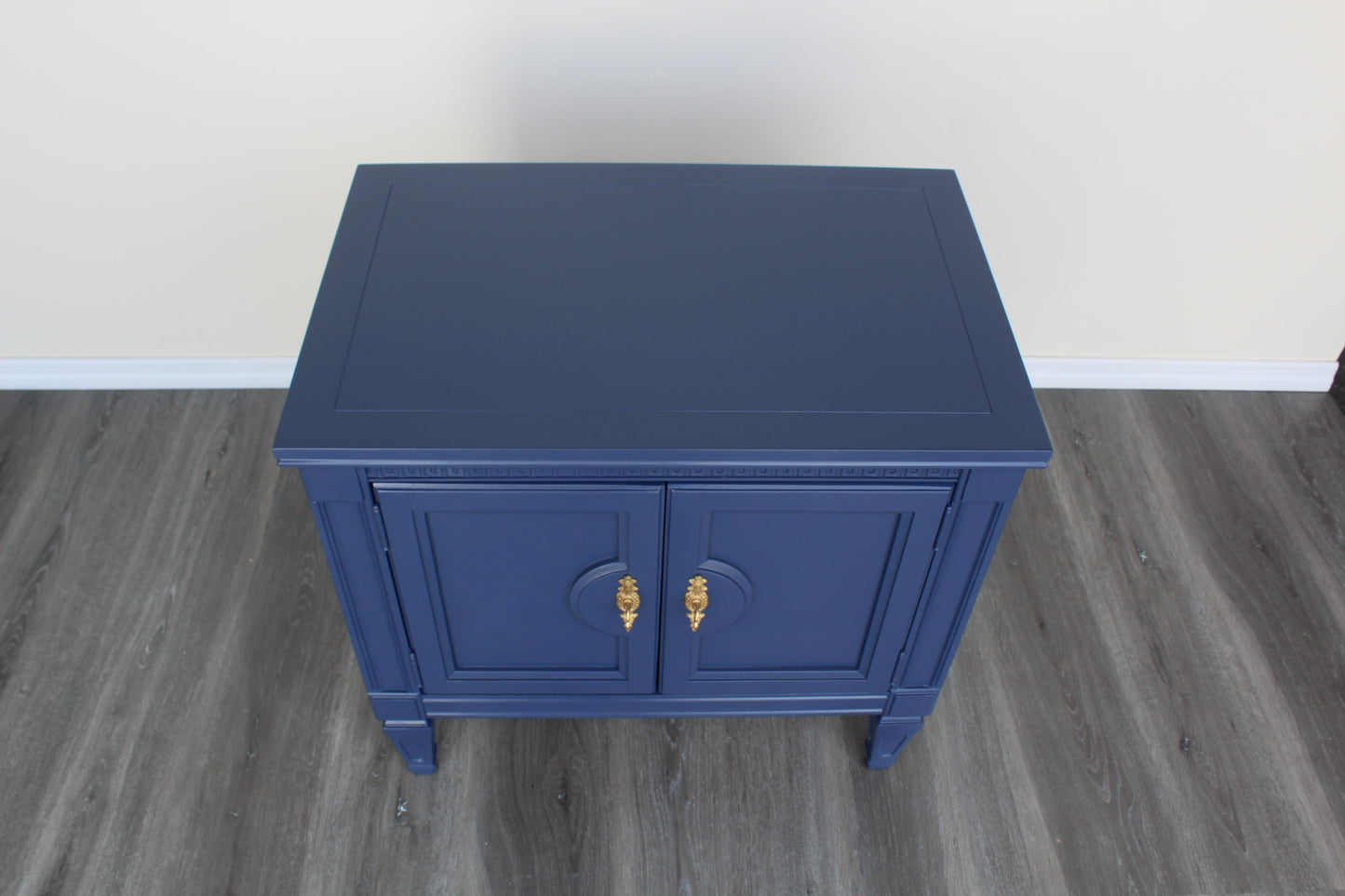 Pair of Mid Century Double Door Blue Nightstands