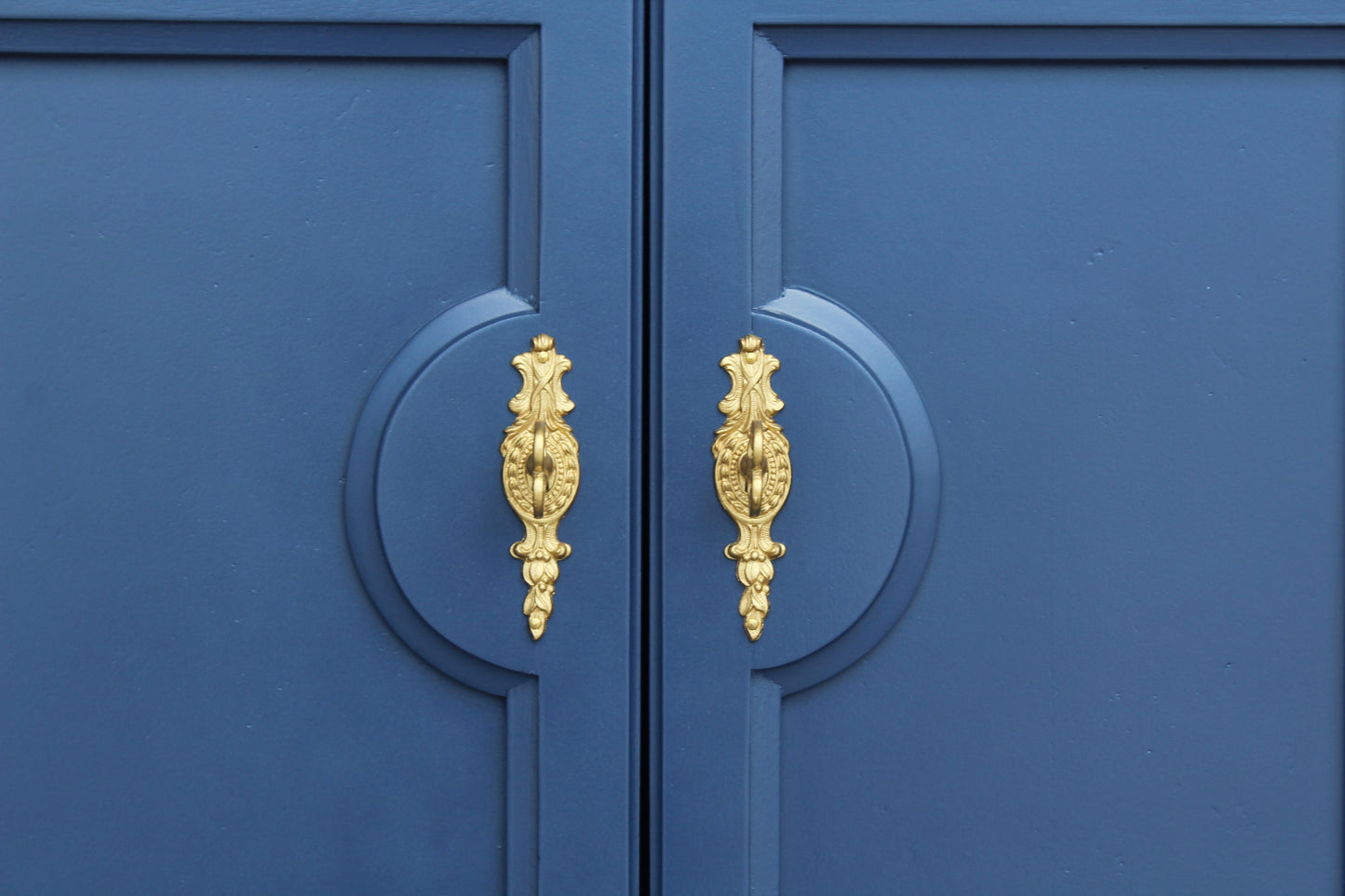 Pair of Mid Century Double Door Blue Nightstands