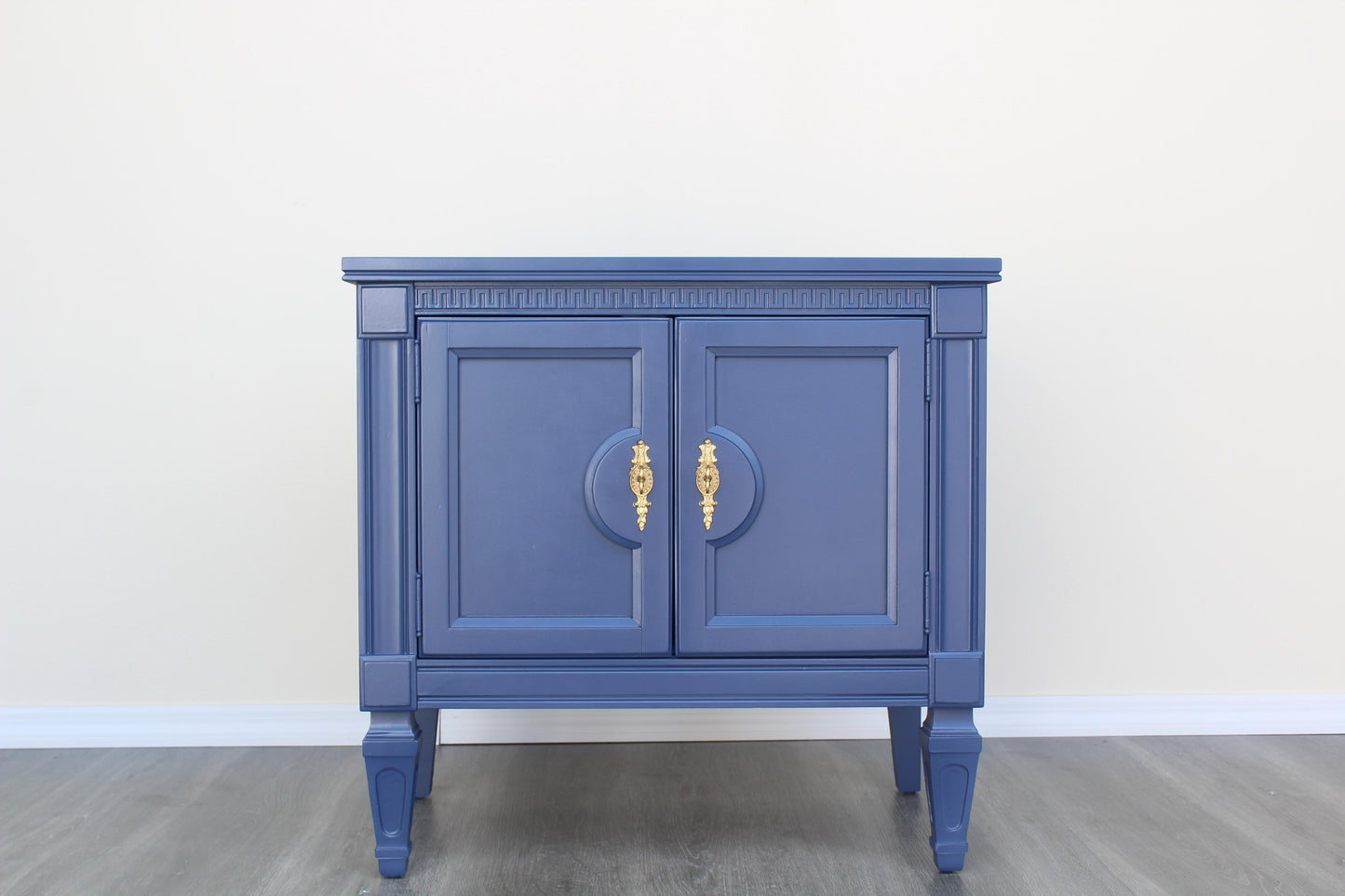 Pair of Mid Century Double Door Blue Nightstands