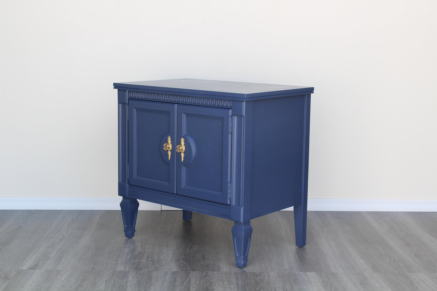 Pair of Mid Century Double Door Blue Nightstands