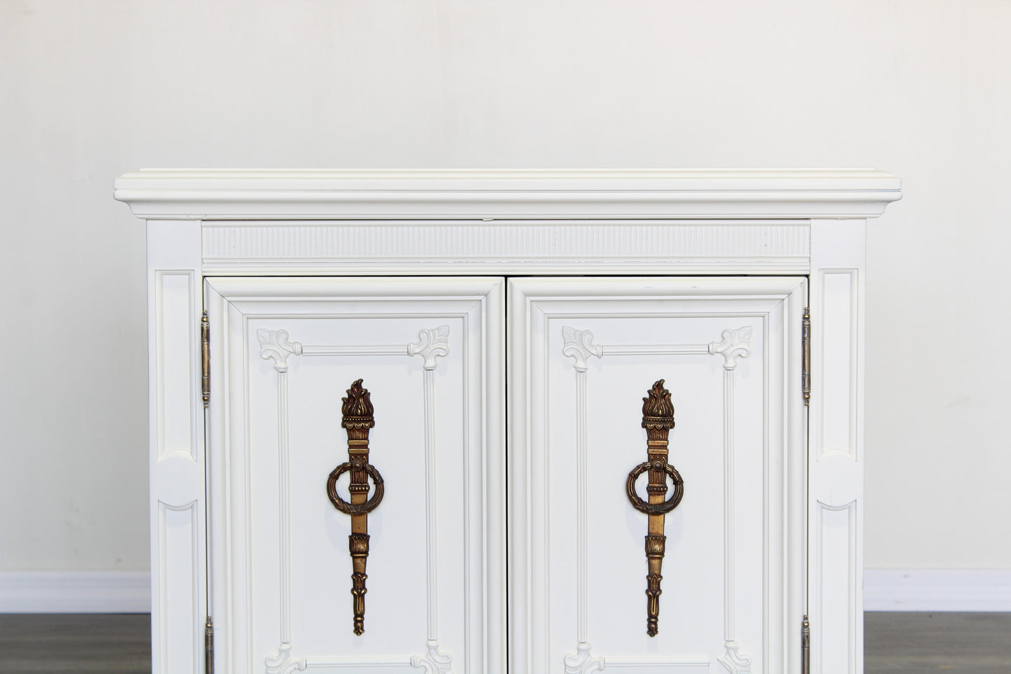 Pair of Mid Century Off White Double Door Nightstands